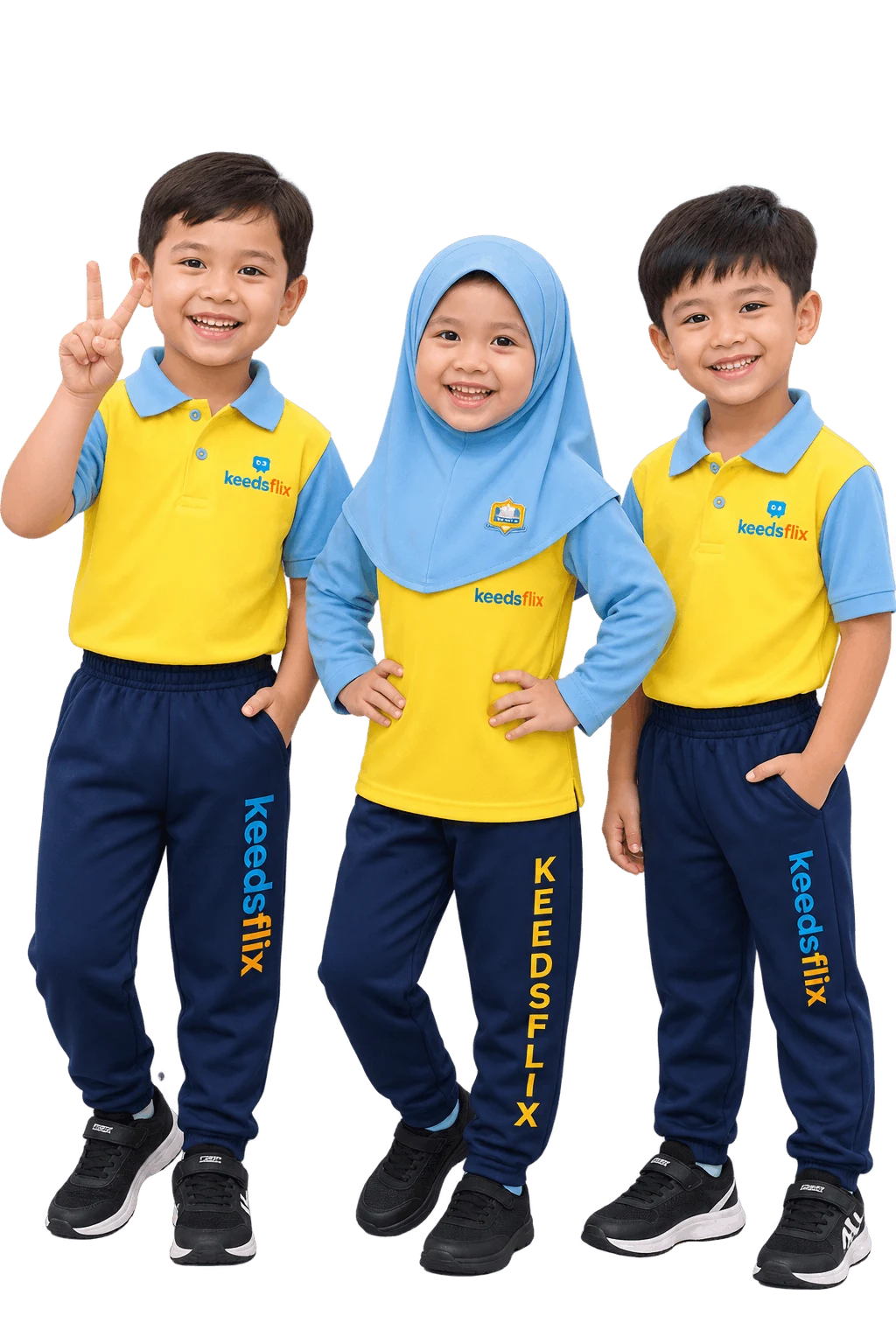 Cheerful Keedsflix learners ready to learn